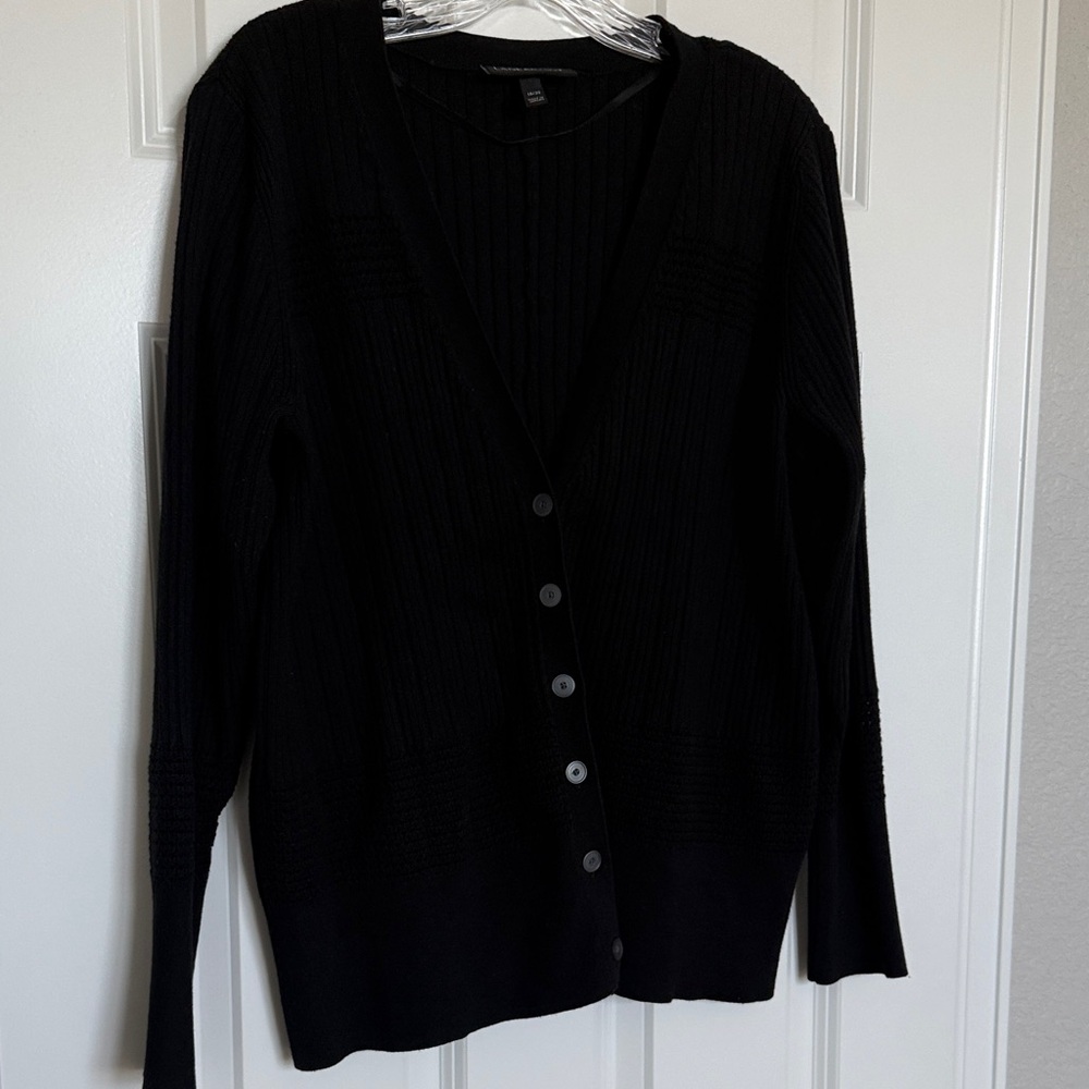 Lane Bryant Black Ribbed Cardigan, 18/20